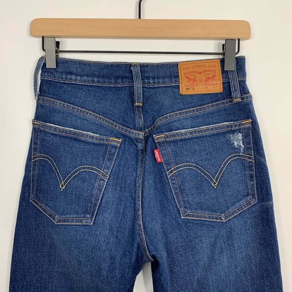 Levi’s 501 S Button Fly Raw Hem Skinny Denim Jeans - Picture 6 of 8